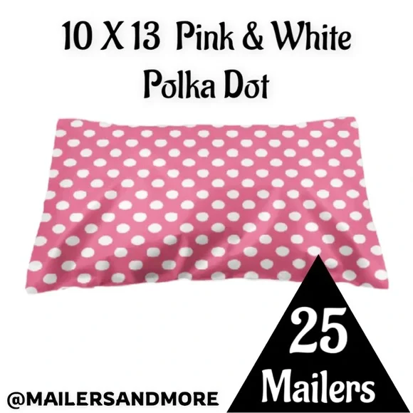 ❗️ Only 1 Left ❗️25 10X13 Poly Mailers Pink & White Polka Dot, Shipping Envelope - Picture 4 of 5